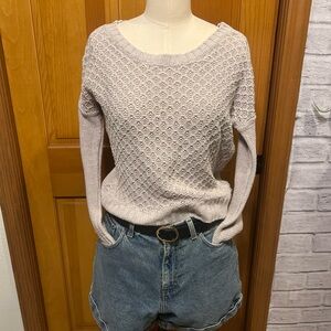 American Eagle Outfitters l 100% Cotton XS lOatmeal Chunky Crochet Knit Sweater